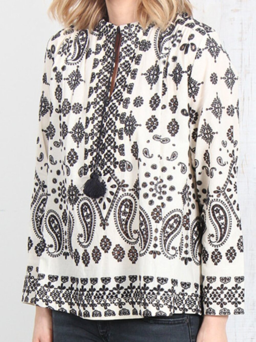 SEA New York Cream Black bandana print Top 10 RT $363 - Picture 2 of 6
